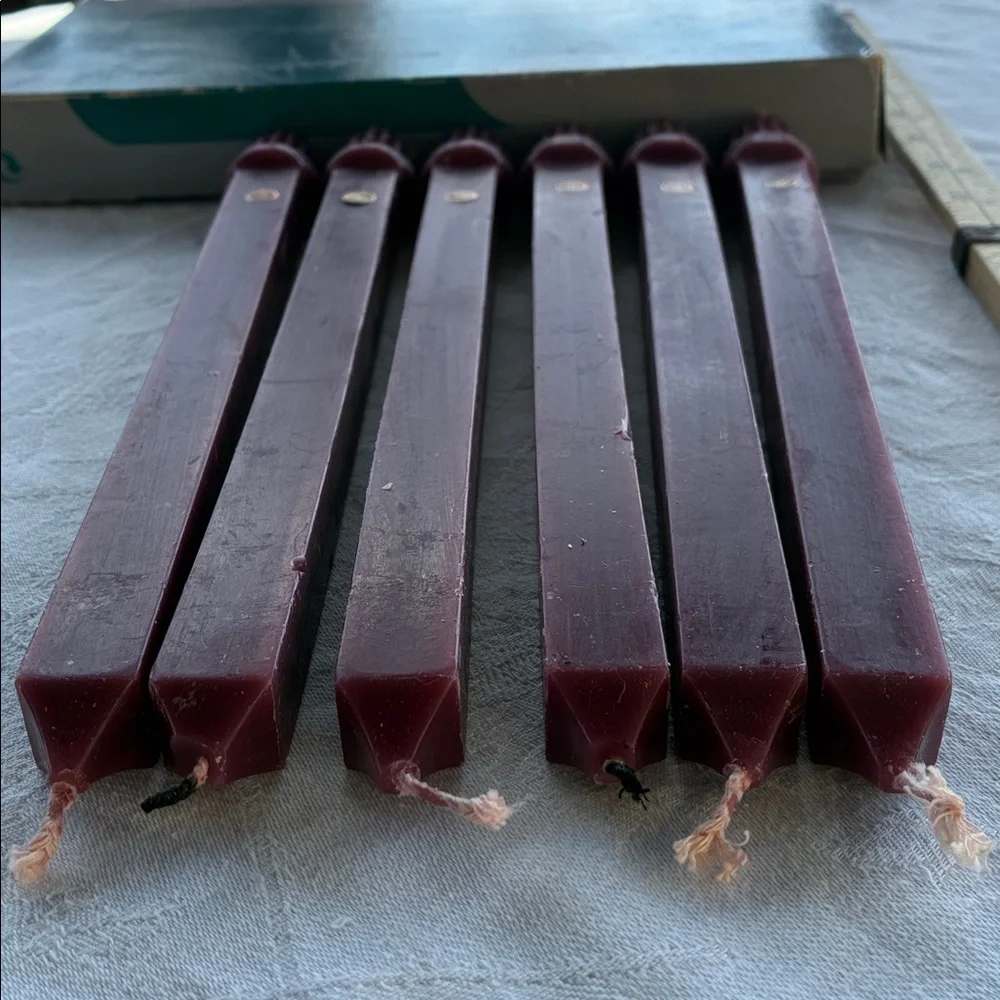 PartyLite 10" Maroon Unscented Dinner Candles 6 Pack Square USA MULBERRY Vintage - Picture 5 of 10